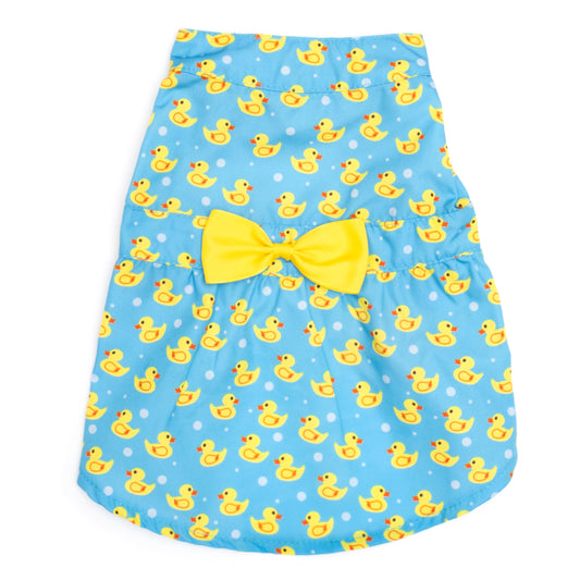 Rubber Duck Dog Dress – Polyester, Blue, Sizes XS–XXL