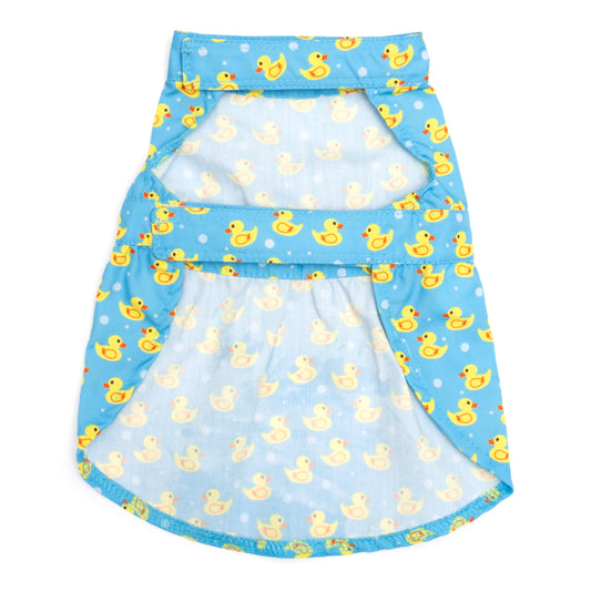 Rubber Duck Dog Dress – Polyester, Blue, Sizes XS–XXL
