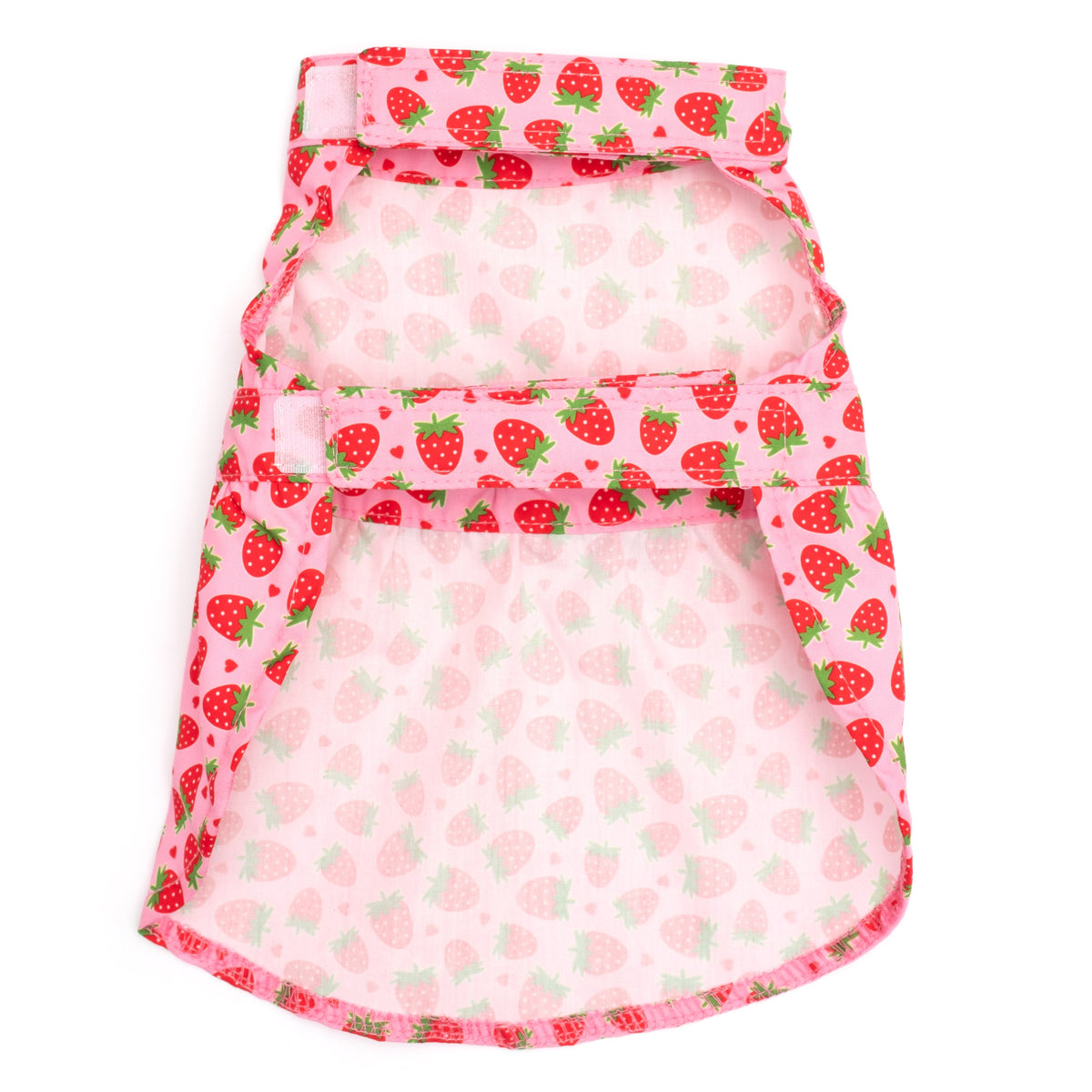 Strawberries Dog Dress – Polyester, Pink, Sizes XS–XXL