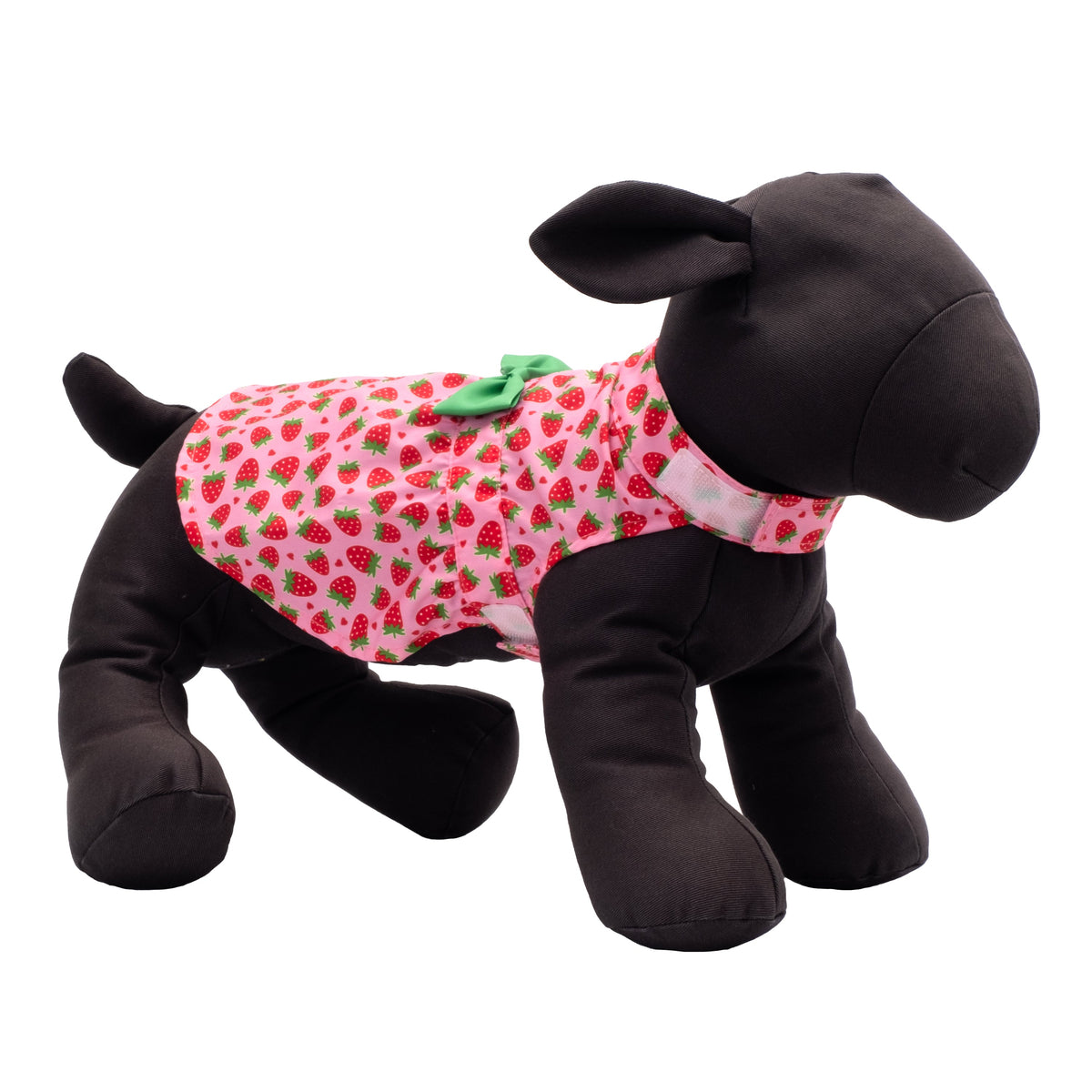 Strawberries Dog Dress – Polyester, Pink, Sizes XS–XXL