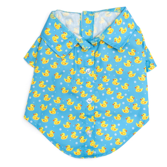 Rubber Duck Dog Shirt – Polyester, Blue, Sizes XS–XXL
