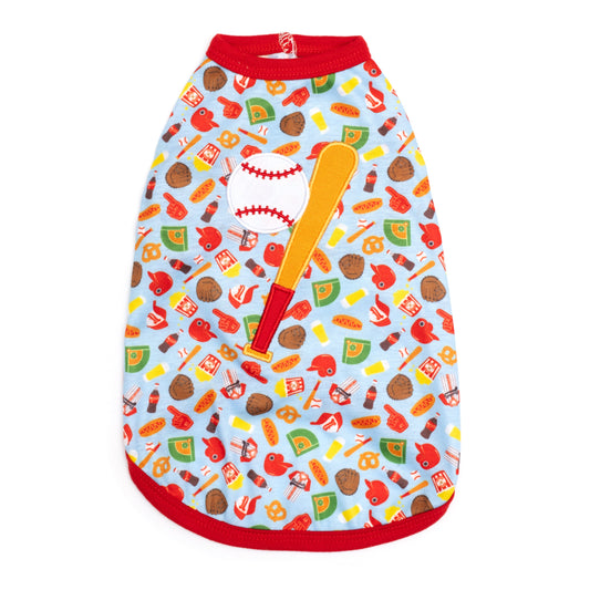Home Run Dog Tank Top – Cotton, Blue, Sizes XS–XXL