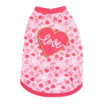 Love & Kisses Dog Tank Top – Cotton, Pink, Sizes XS–XXL