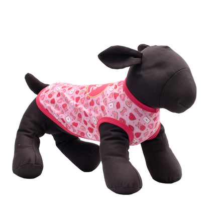 Love & Kisses Dog Tank Top – Cotton, Pink, Sizes XS–XXL