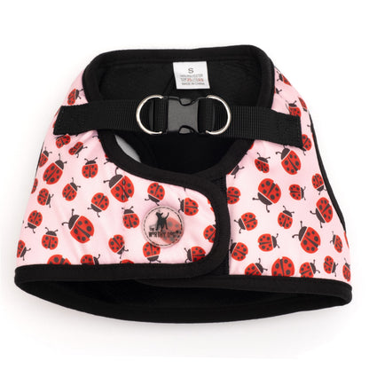 Pink Ladybug Step-In Dog Harness in pink ladybugs, main product view