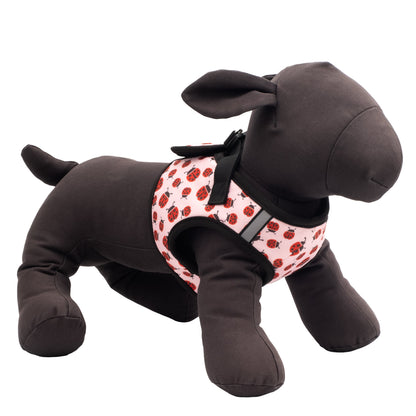 Pink Ladybug Step-In Dog Harness in pink ladybugs, product view 4