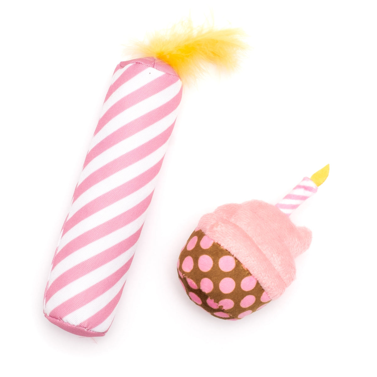 Birthday Cupcake & Candle Cat Toy Set Cat Toy – Pink & Blue, Size One Size