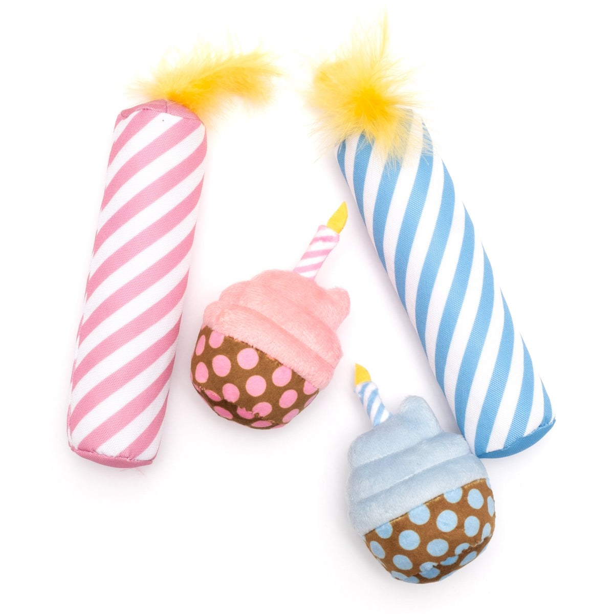 Birthday Cupcake & Candle Cat Toy Set Cat Toy – Pink & Blue, Size One Size