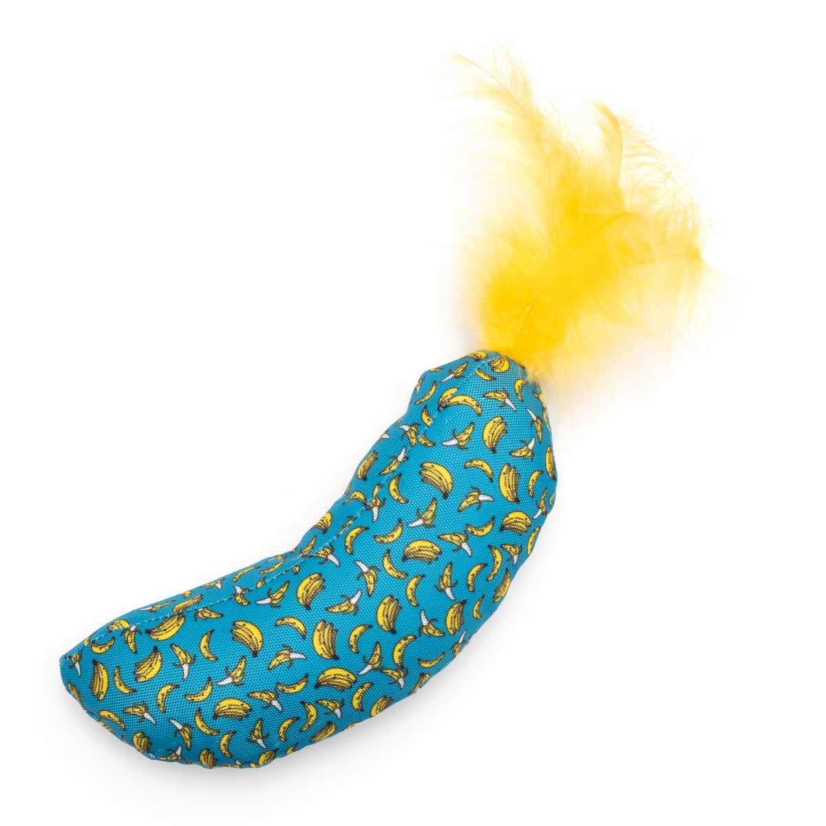 Banana Catnip Kicker Toy, side view of curved kicker
