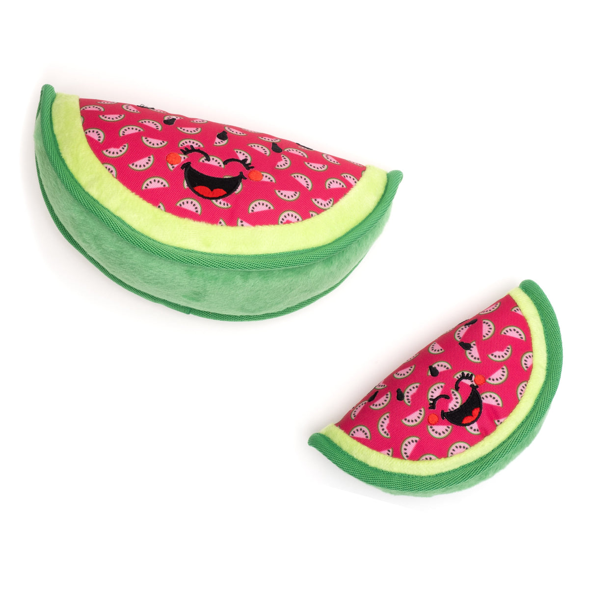Pink Watermelon Squeaky Dog Toy, Small and Large size comparison