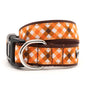 Fall Check Dog Collar – Brown/Orange, Sizes XS–XL