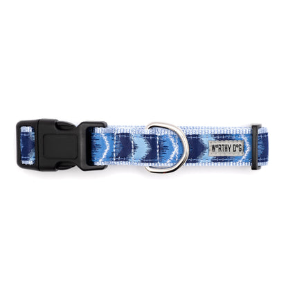 Ombre Chevron Nylon Dog Collar in blue, product view 3