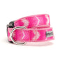 Ombre Chevron Nylon Dog Collar in pink, product view 4