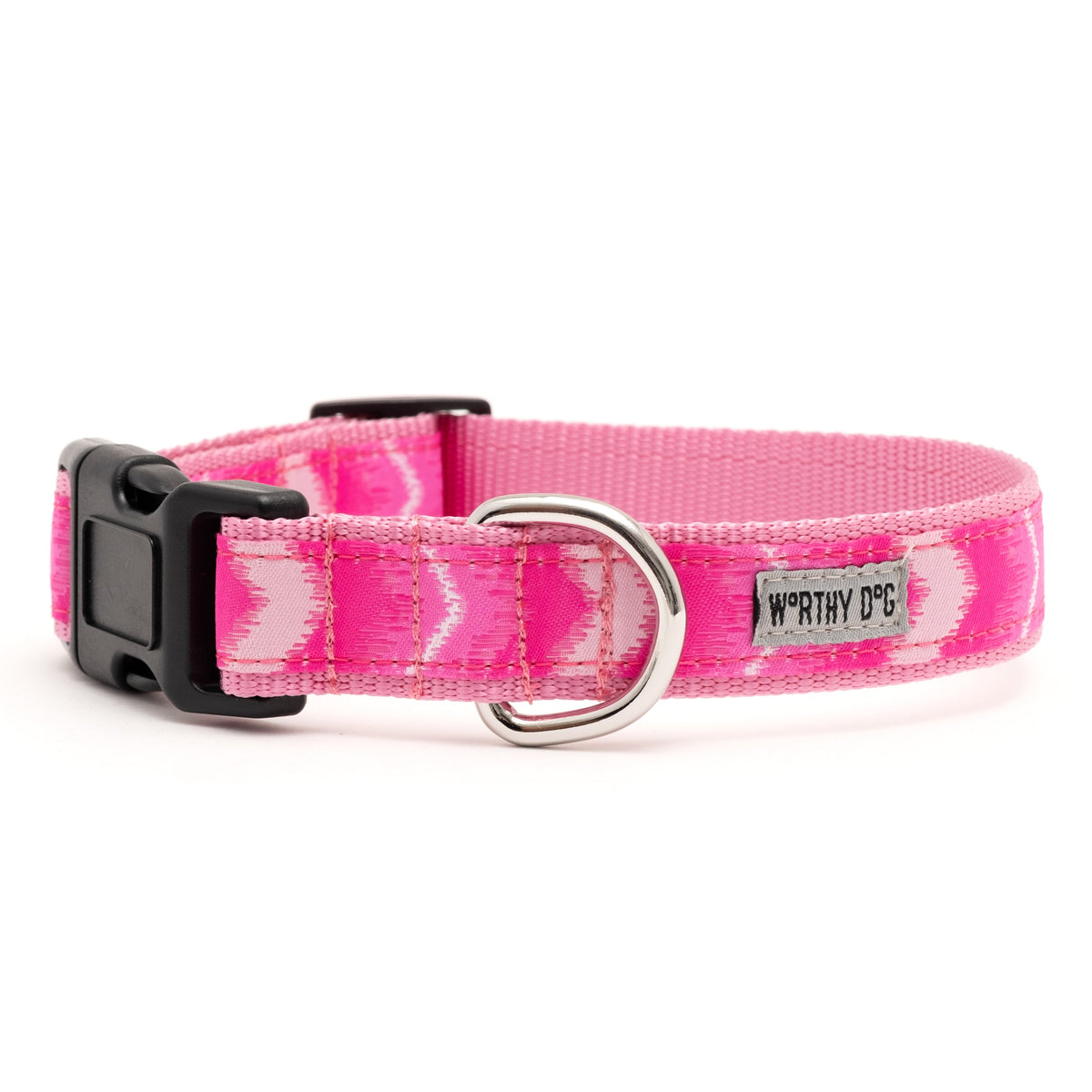 Ombre Chevron Nylon Dog Collar in pink, product view 5