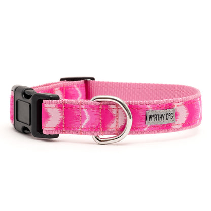 Ombre Chevron Nylon Dog Collar in pink, product view 5