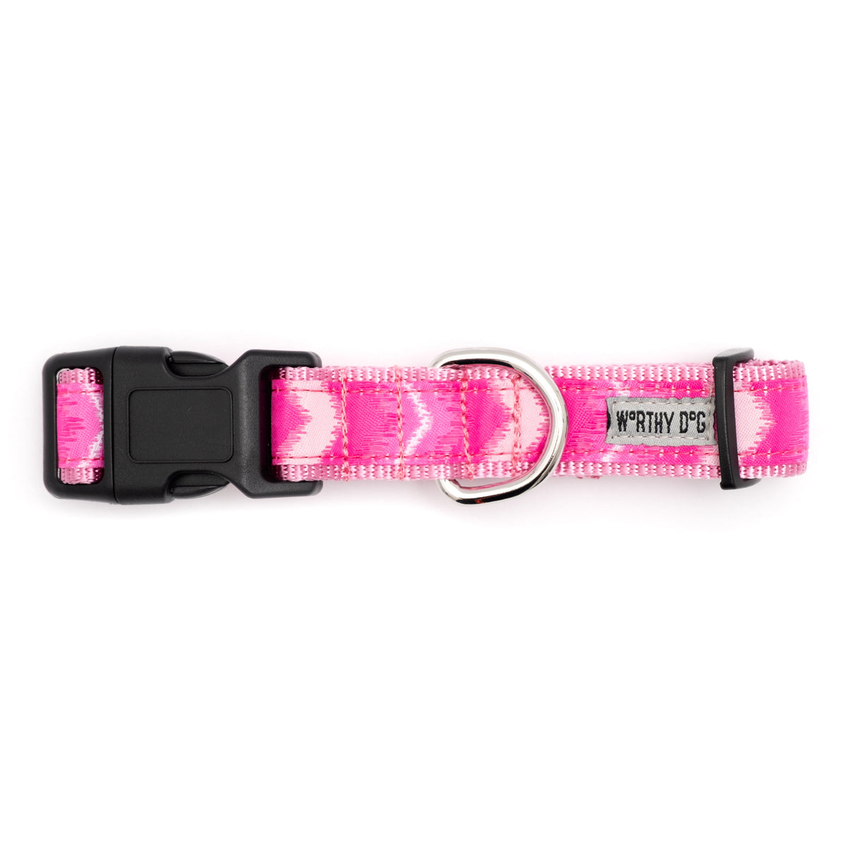 Ombre Chevron Nylon Dog Collar in pink, product view 6