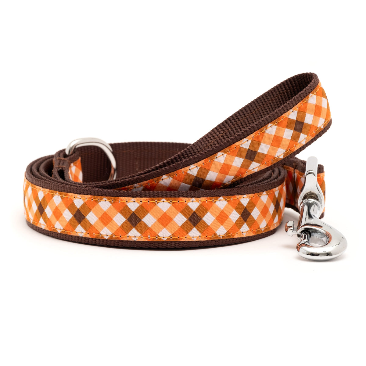 Fall Check Dog Leash – Brown/Orange, Sizes S, L