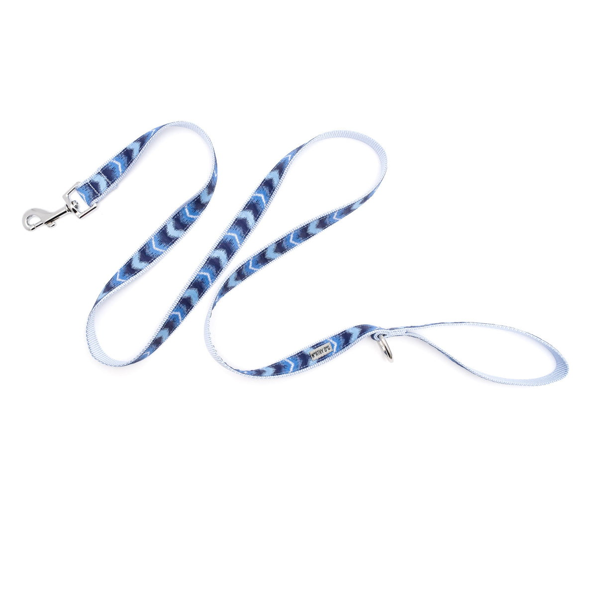 Ombre blue ribbon and nylon dog leash, product view 3