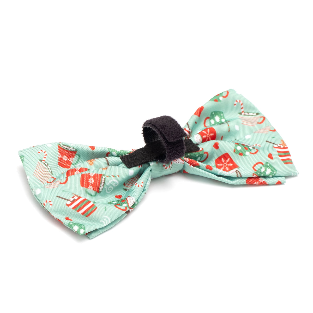 Holiday Lattes Dog Bow Tie – Polyester, Green, Sizes S, L