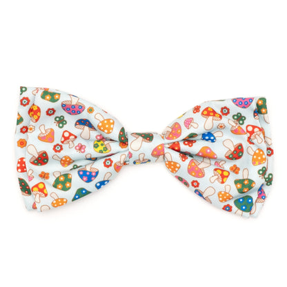 Mushrooms Dog Bow Tie – Polyester, Mint Green, Sizes S, L