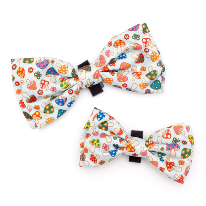 Mushrooms Dog Bow Tie – Polyester, Mint Green, Sizes S, L