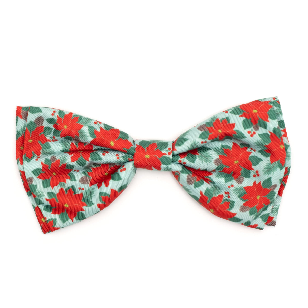 Poinsettias Dog Bow Tie – Polyester, Green, Sizes S, L