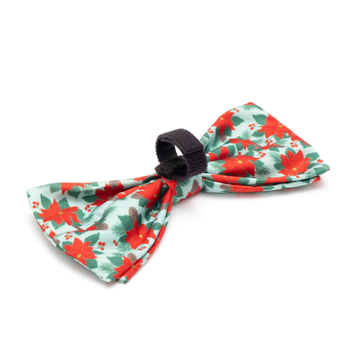 Poinsettias Dog Bow Tie – Polyester, Green, Sizes S, L