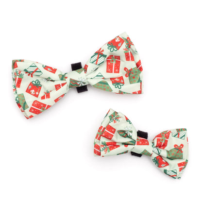 Presents Dog Bow Tie – Polyester, Green, Sizes S, L