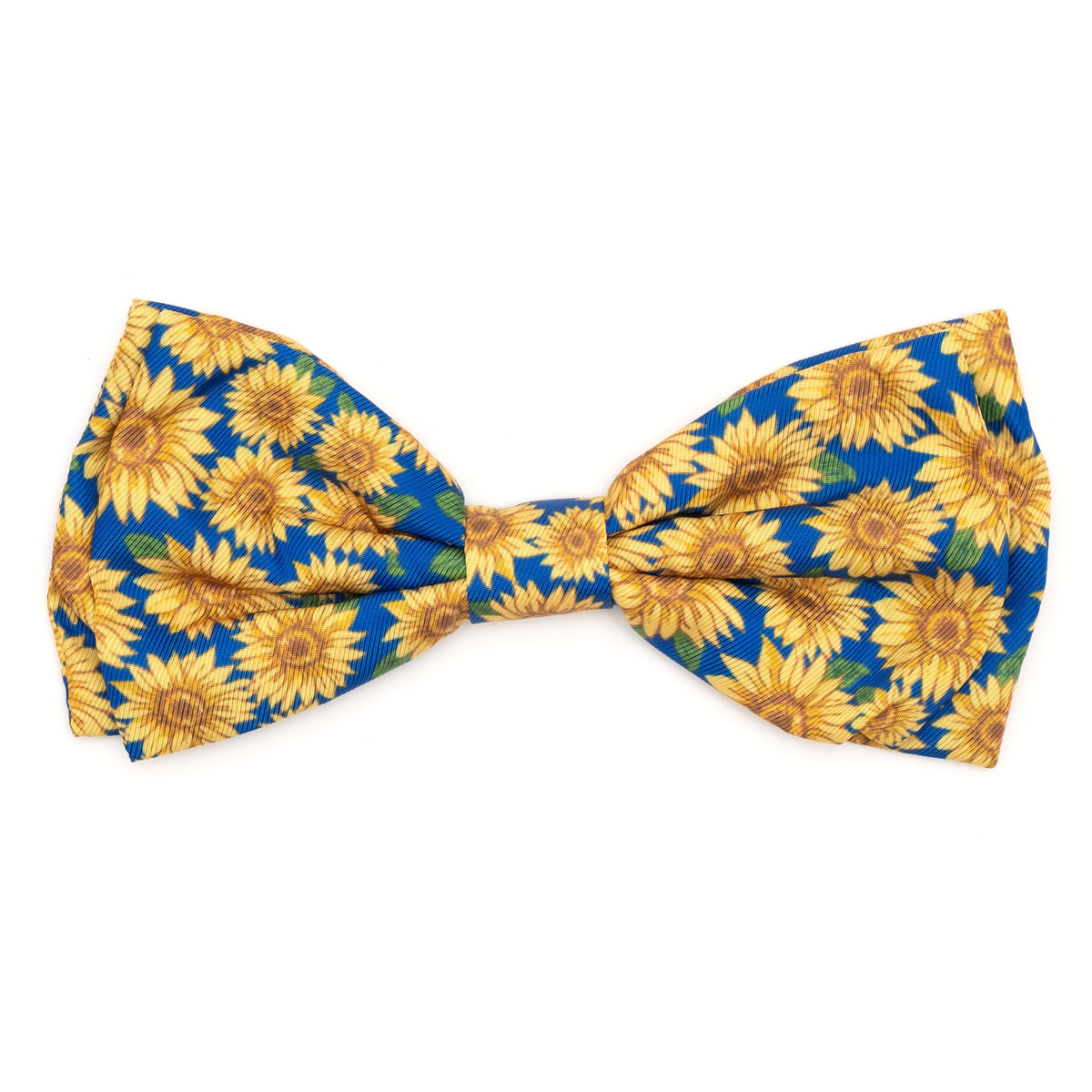 Sunflowers Dog Bow Tie – Polyester, Blue, Sizes S, L