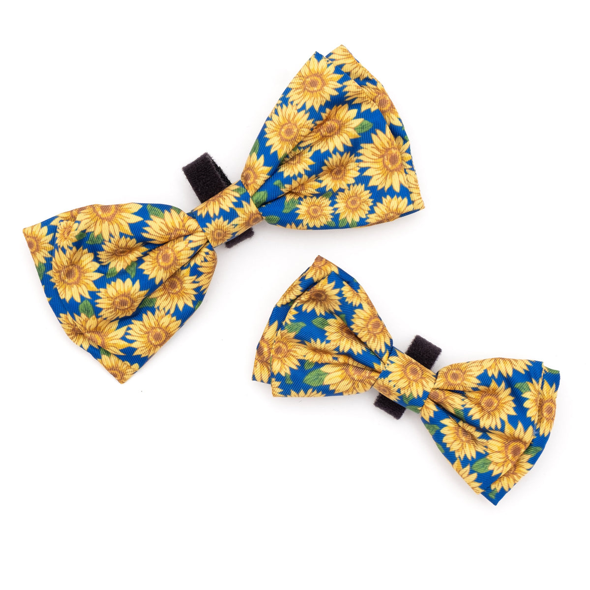 Sunflowers Dog Bow Tie – Polyester, Blue, Sizes S, L