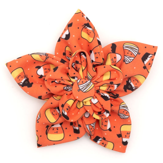 Candy Corn Ghouls Dog Flower – Polyester, Orange, Sizes S, L