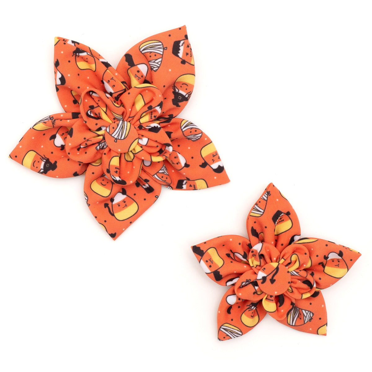 Candy Corn Ghouls Dog Flower – Polyester, Orange, Sizes S, L
