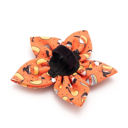 Candy Corn Ghouls Dog Flower – Polyester, Orange, Sizes S, L