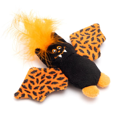 Black and Orange Bat Catnip Cat Toy, angled view