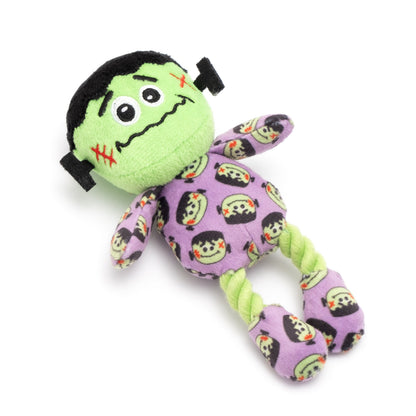Green Monster Catnip Cat Toy, angled view with rope leg details