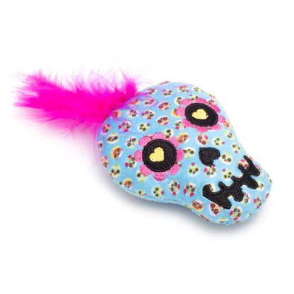 Sugar Skull Cat Cat Toy – Blue, Size One Size