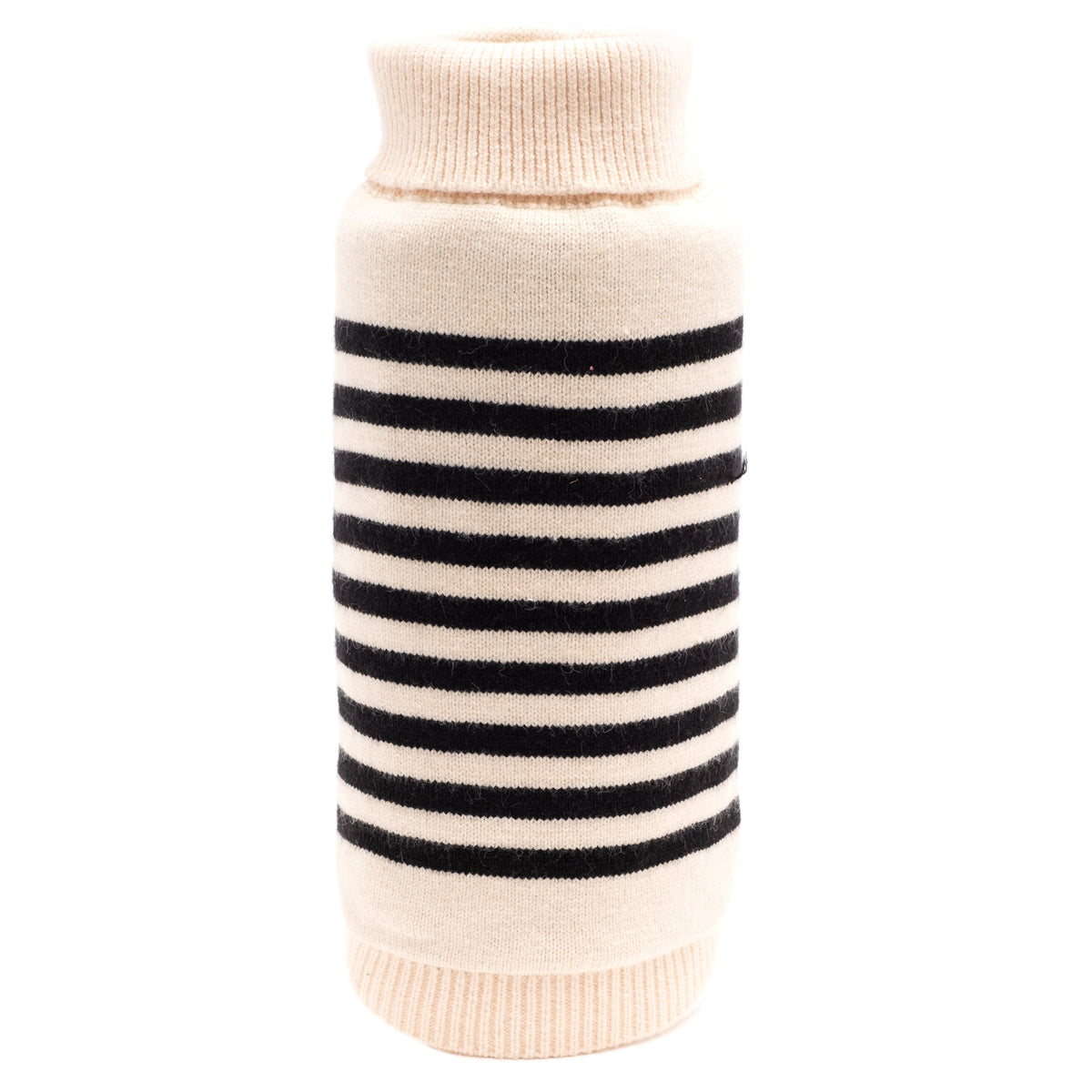 Cream & Black Striped Dog Turtleneck Sweater, cream/black, main product view