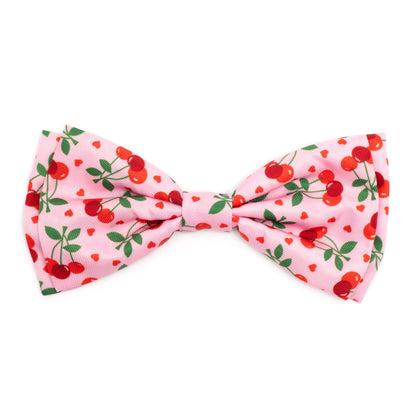 Cherries Jubilee Dog Bow Tie – Polyester, Pink, Sizes S, L