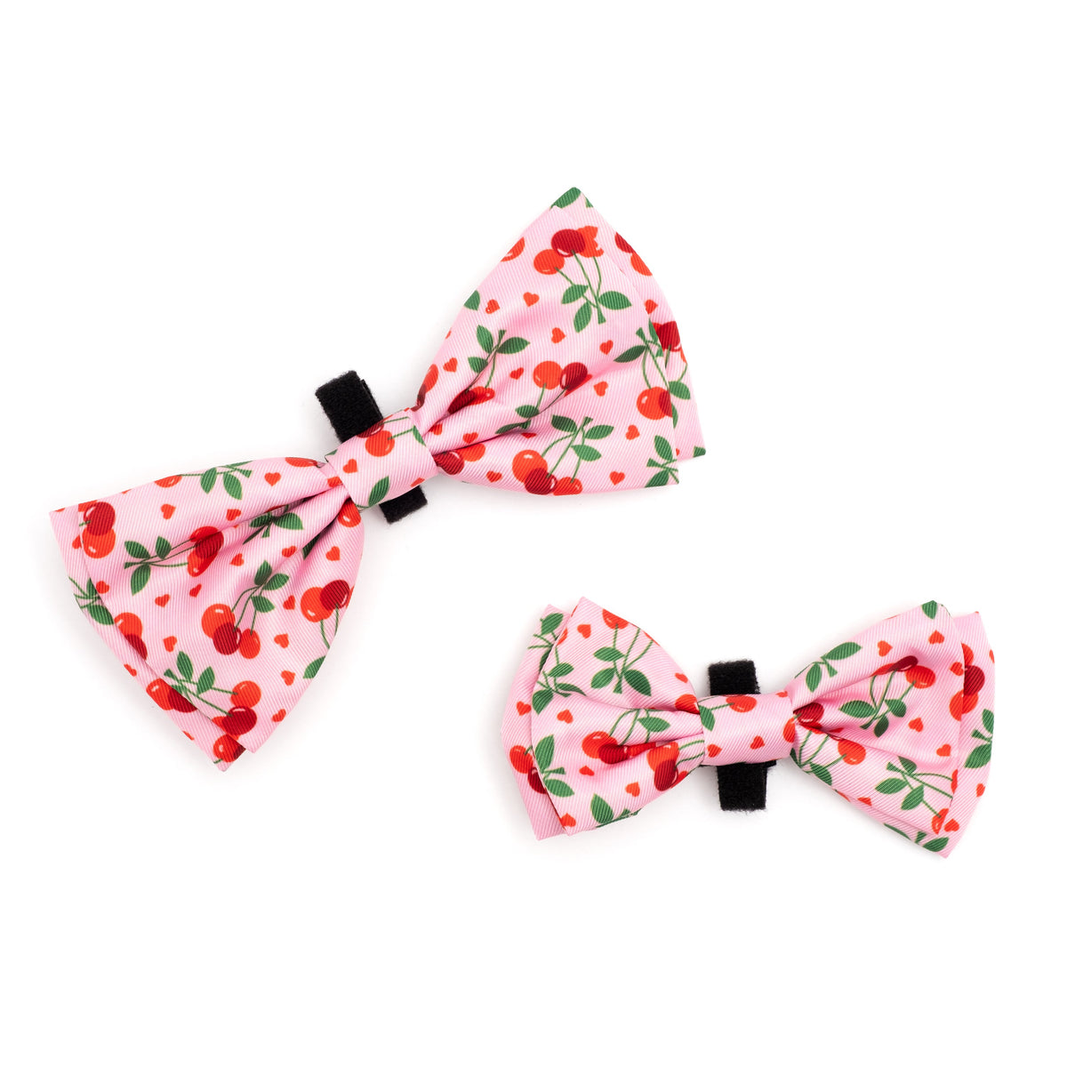 Cherries Jubilee Dog Bow Tie – Polyester, Pink, Sizes S, L