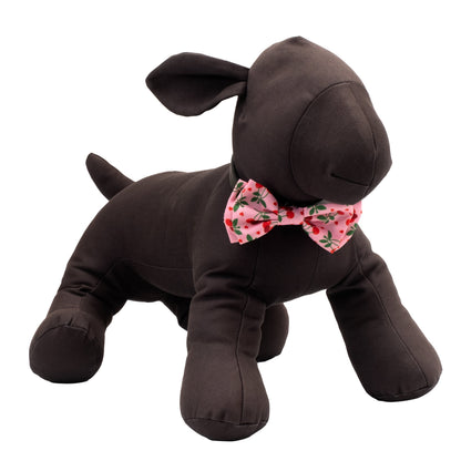 Cherries Jubilee Dog Bow Tie – Polyester, Pink, Sizes S, L