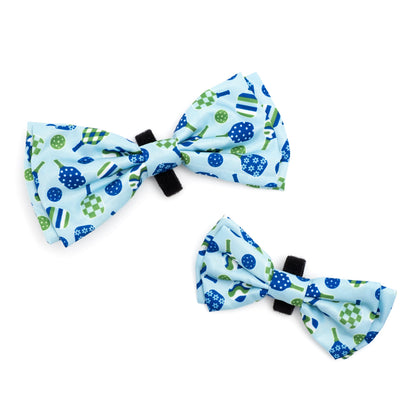 Pickleball Dog Bow Tie – Polyester, Blue, Sizes S, L