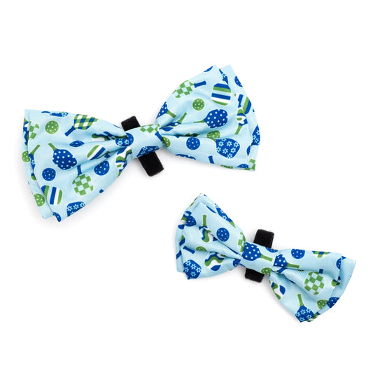 Pickleball Dog Bow Tie – Polyester, Blue, Sizes S, L