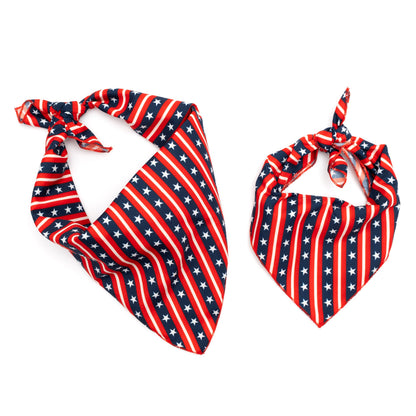 Bias Stars and Stripes Dog Bandana – Polyester, Red/White/Blue, Sizes S, L