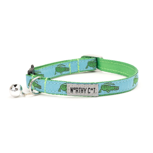Alligators Cat Collar – Blue & Pink, Size One Size