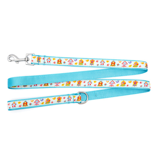 Birdhouses Dog Leash – Blue, Sizes S, L