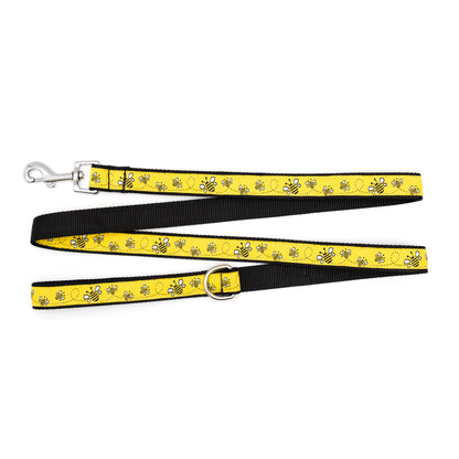 Bzzz yellow ribbon and nylon dog leash, product view 2