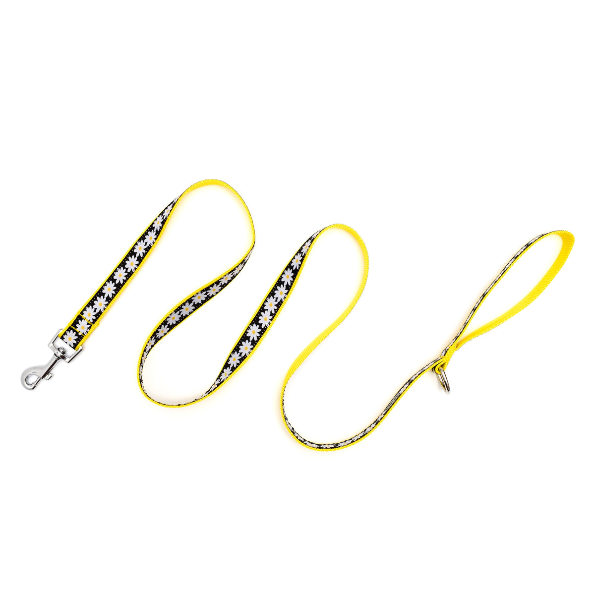 Lazy Daisy black ribbon and nylon dog leash, product view 3