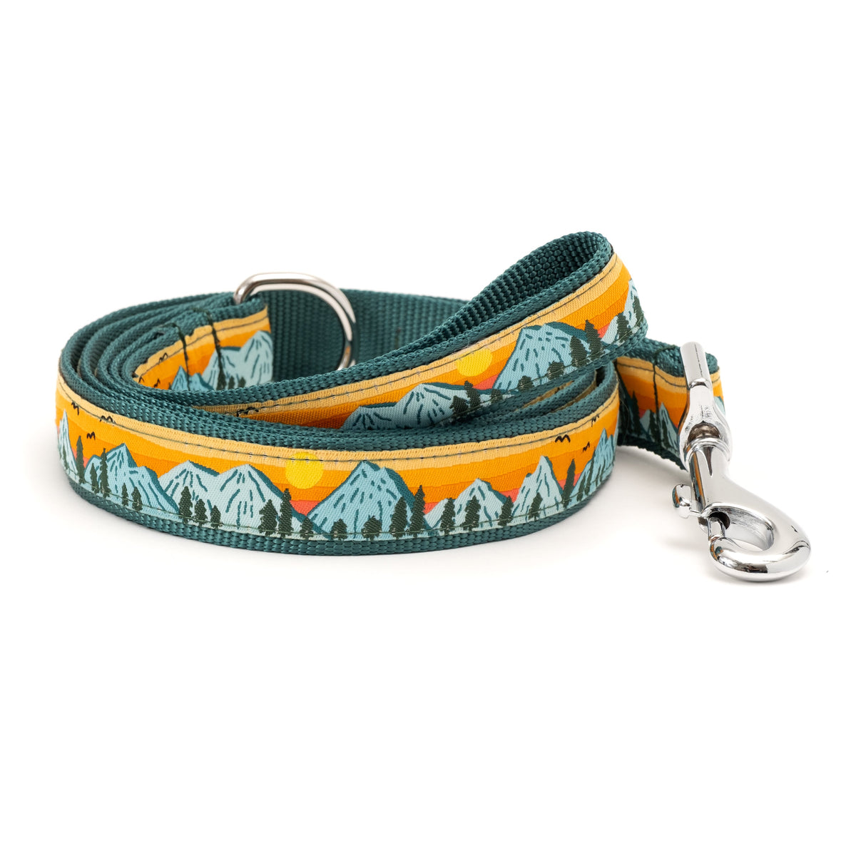 Mountain Range multicolored ribbon and nylon dog leash, coiled leash