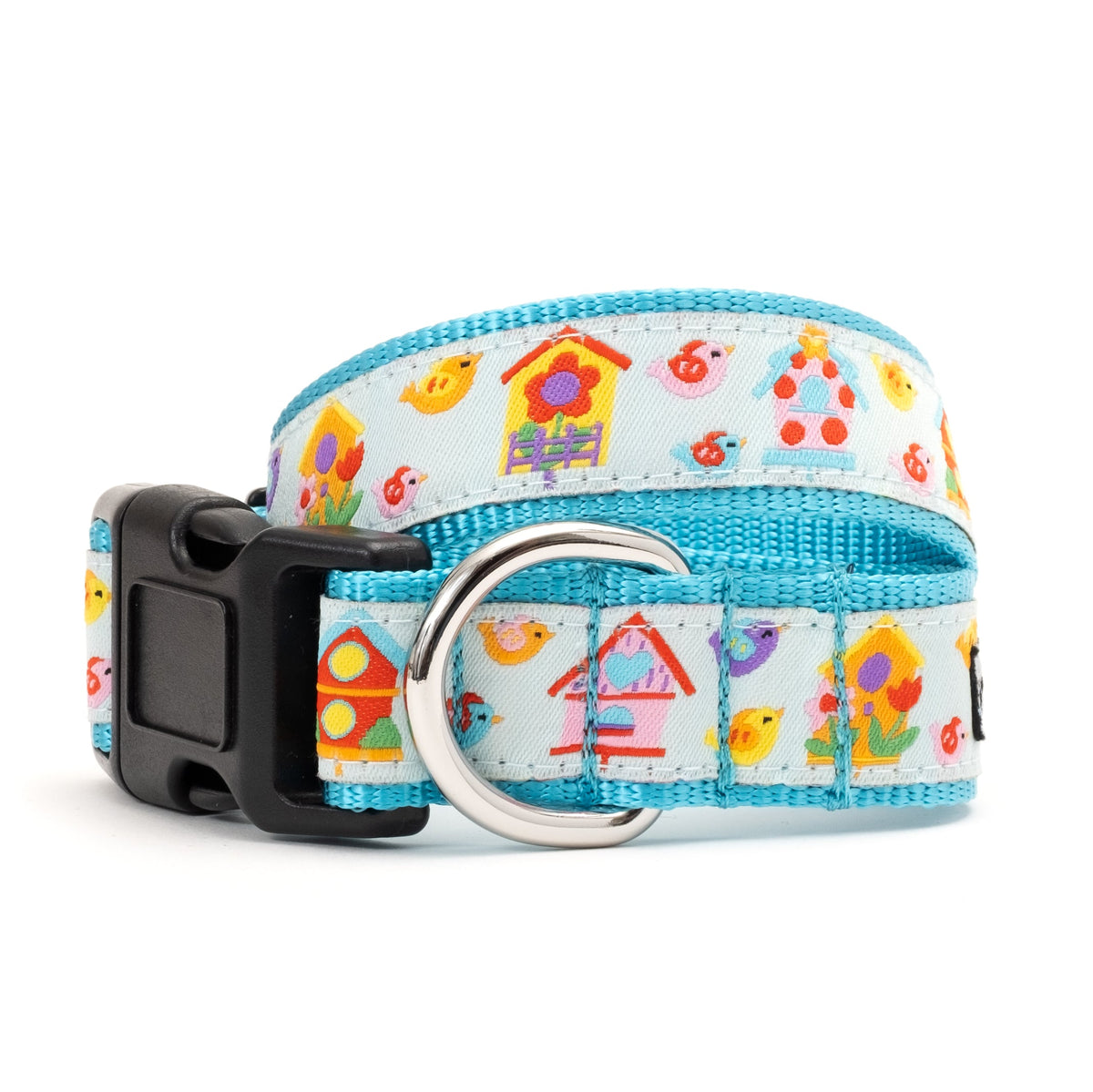 Birdhouses Dog Collar – Blue, Sizes XS–XL