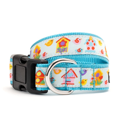 Birdhouses Dog Collar – Blue, Sizes XS–XL